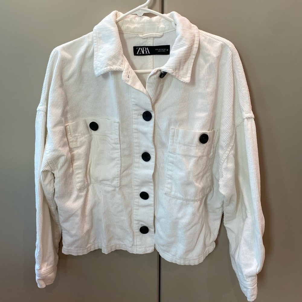 Zara white relaxed denim jacket
